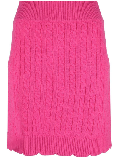 Patou Cable-knit Merino Wool Mini Skirt In Bright Pink