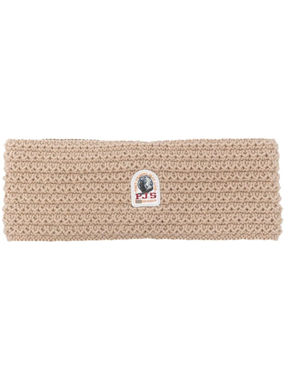 Parajumpers Logo-patch Ribbed-knit Headband In Beige