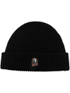 PARAJUMPERS LOGO-PATCH RIBBED-KNIT BEANIE