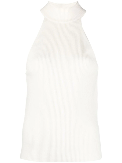Anine Bing Kylin Slim-fit Sleeveless Knit Top In Ivory