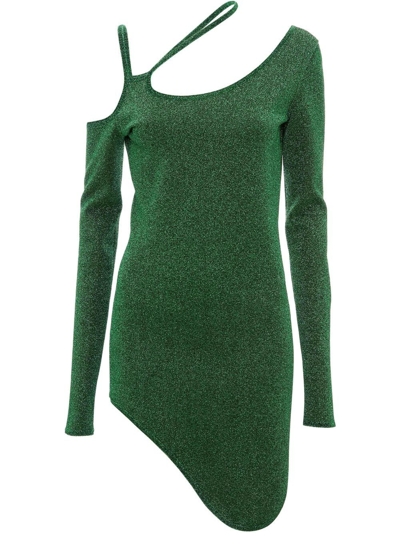 Jw Anderson Asymmetric Cut Out Mini Dress In Emerald
