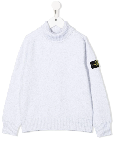 Stone Island Kids' Compass-patch Roll-neck Jumper In Grau