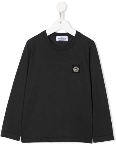 Stone Island Kids' Logo-patch Sweatshirt In Blue