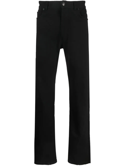 Balenciaga Embroidered-logo Cotton Trousers In Black