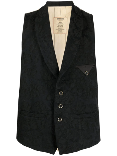 Uma Wang Pinstripe-print Panel Waistcoat In Black