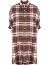 R13 Plaid Oversize Cotton Flannel Shirtdress In Nude