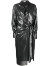 Brunello Cucinelli Shiny Wrap Dress In Grey