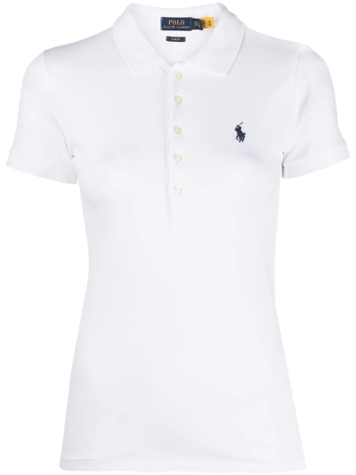 Polo Ralph Lauren Julie Embroidered Logo Polo Shirt In White