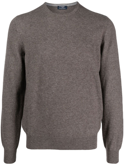 Barba Round Neck Cashmere Jumper In Grey