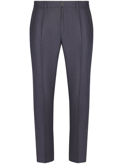 Dolce & Gabbana Slim-cut Linen Trousers In Blue