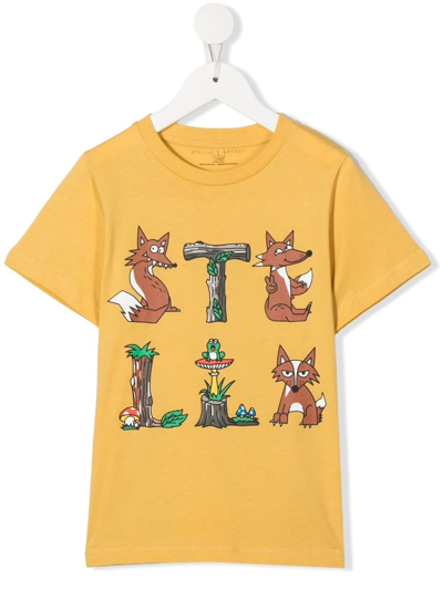 Stella Mccartney Kids' Fox-print Short-sleeve T-shirt In Yellow