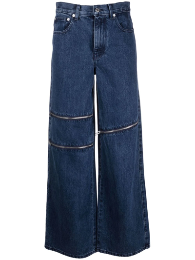 Helmut Lang Zip High Rise Straight Leg Jeans In Indigo In Blue