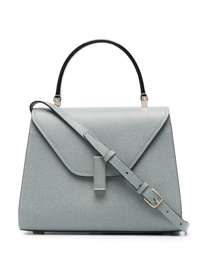 Valextra Iside Leather Tote Bag In Grey