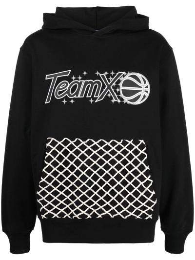 Just Don Team X Relaxed-fit Cotton-jersey Hoody In Black