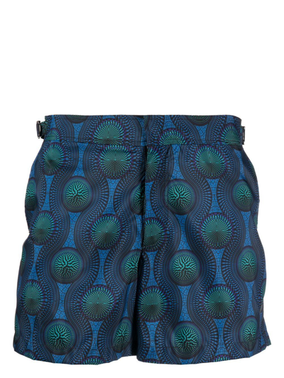 Ozwald Boateng Mosaic-print Swim Shorts In Blue