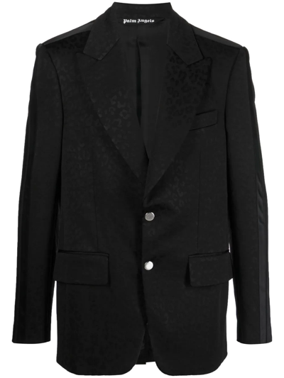Palm Angels Jacquard Single-breasted Blazer In Black
