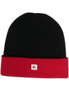 Kenzo Logo-patch Ribbed-knit Beanie In Schwarz