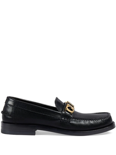 Gucci Logo-plaque Loafers In Black