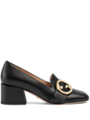 Gucci Blondie 55 Leather Loafer Pumps In Schwarz