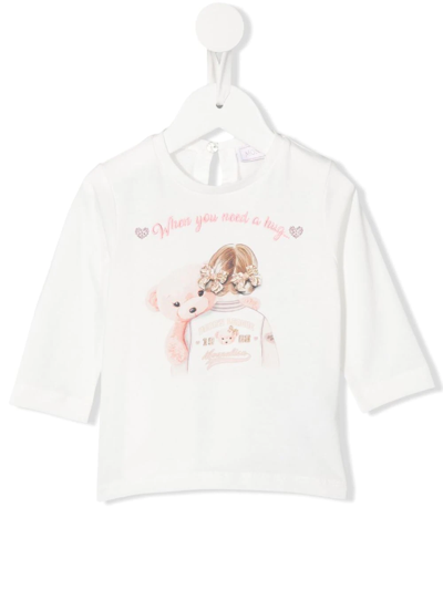 Monnalisa Babies' When You Need A Hug T-shirt In Weiss