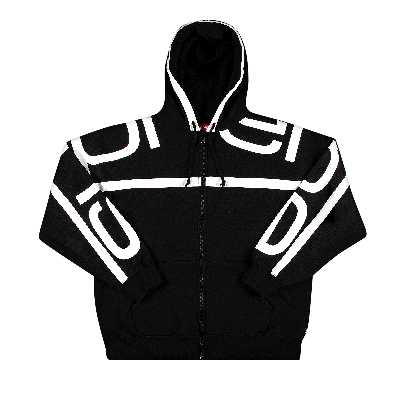Pre-owned Supreme Big Logo Paneled Zip Up Hooded Sweatshirt 'black'