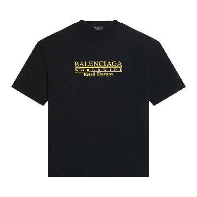 Pre-owned Balenciaga Retail Therapy Medium Fit T-shirt 'black/yellow' In Multi-color