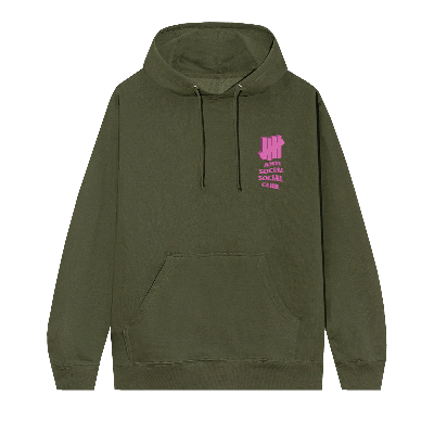 Pre-owned Anti Social Social Club 1st And La Brea Hoodie 'army Heather' In Green