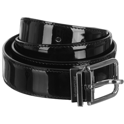 Dolce & Gabbana Logo Engraved Buckle Belt In Black