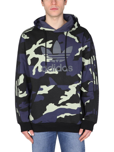 Adidas Originals Camouflage Logo Printed Hoodie In Multi