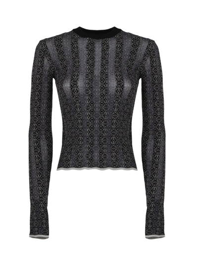 Loewe Anagram-print Devore Knit Sweater In Blue,black