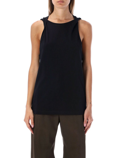 Y/project Twisted Shoulder Tank Top Woman Black In Cotton