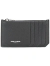 Saint Laurent Fragments Grained-leather Cardholder In Black