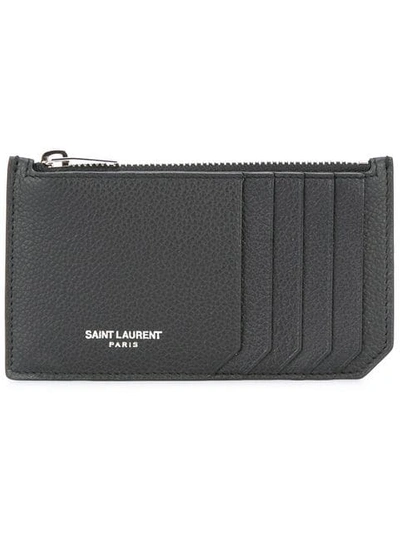 Saint Laurent Fragments Grained-leather Cardholder In Black