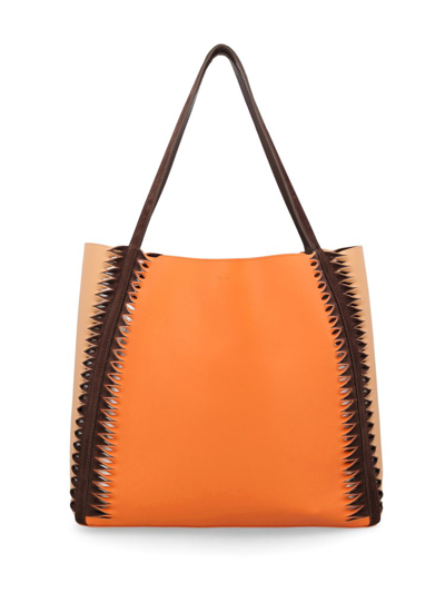 Chloé Louela Tricolor Twisted Cutout Tote Bag In Henna Orange