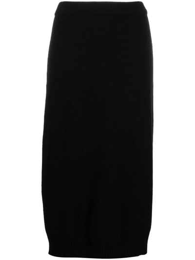 Moncler Black Cashmere Knit Midi Skirt