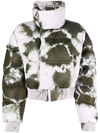 Off-white Arrow Tie Dye Down Leather Puffer Jacket In Pink