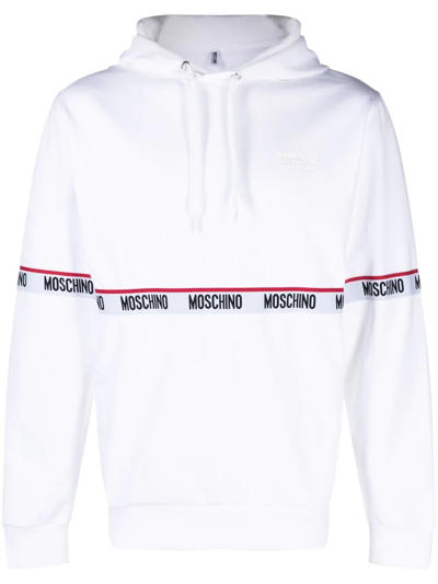 Moschino White Logo Tape Cotton Hoodie