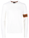 Zegna Stripe-detail Crew-neck Sweater In White