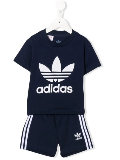 Adidas Originals Babies' Logo-print Detail Tracksuit Set In Blue