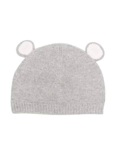 Il Gufo Babies' Knitted Bear-ear Hat In Grey