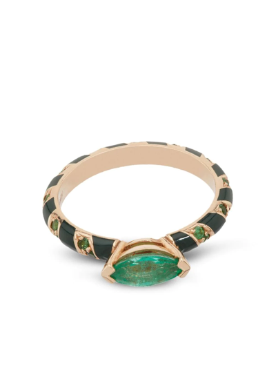 Alice Cicolini 14kt Yellow Gold Memphis Candy Emerald Cocktail Ring In Black