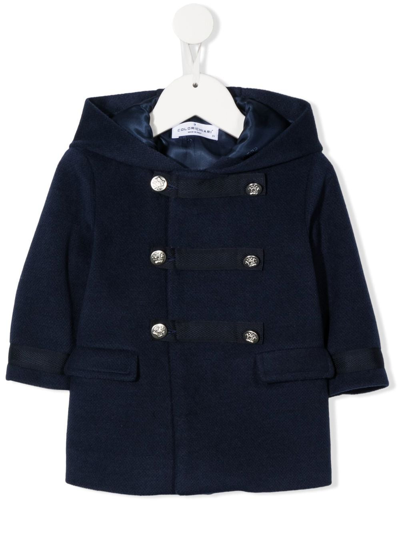 Colorichiari Babies' Embossed-button Hooded Duffle-coat In Blue