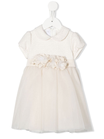 Colorichiari Babies' 3d Floral-detail Occasion Dress In White