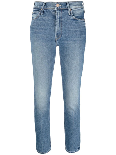 Mother Low-rise Slim Cut Jeans In Blue