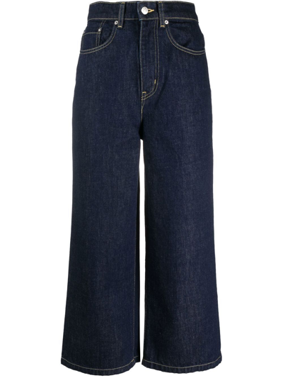 Kenzo Wide-leg Cropped Jeans In Blue