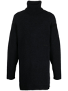 Off-white Micro Boucle Extra-long Turtleneck Jumper In Black