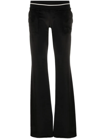 Palm Angels Chenille Low Waist Trousers In Black