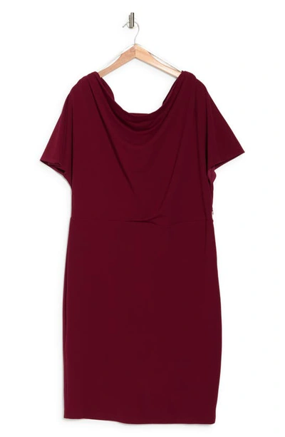 Alexia Admor Olivia Draped One Shoulder Sheath Dress In Burgundy