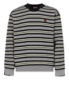 Kenzo Floral-embroidered Striped Jumper In Misty Grey