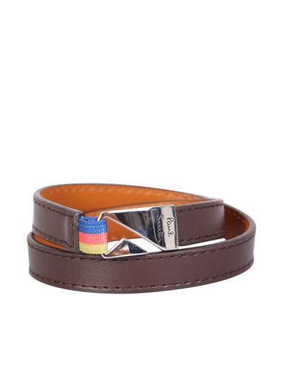 Paul Smith Leather Bracelet In Brown